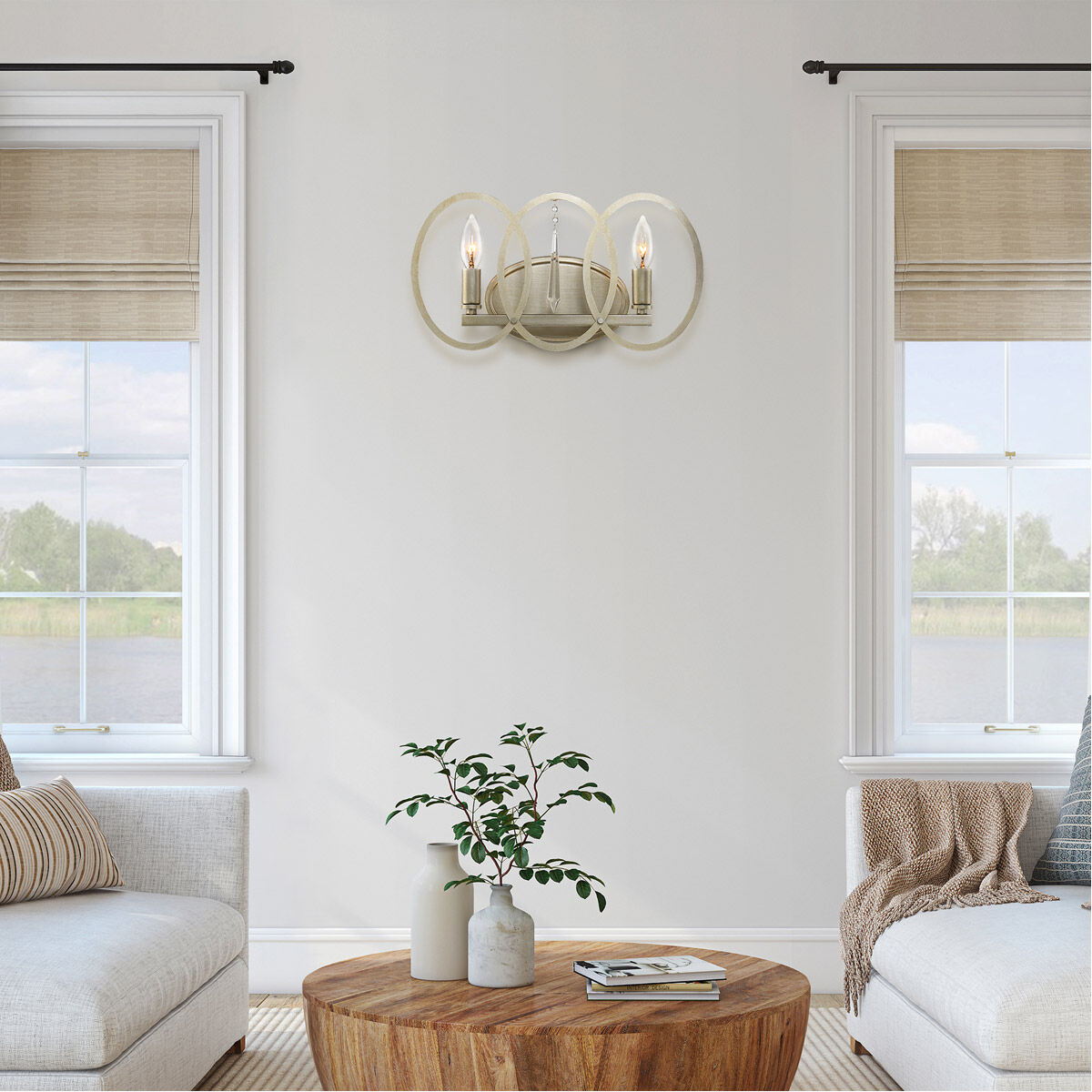 Hutton 2 Light 15.5 inch Sterling Gold Bath Bar Wall Light